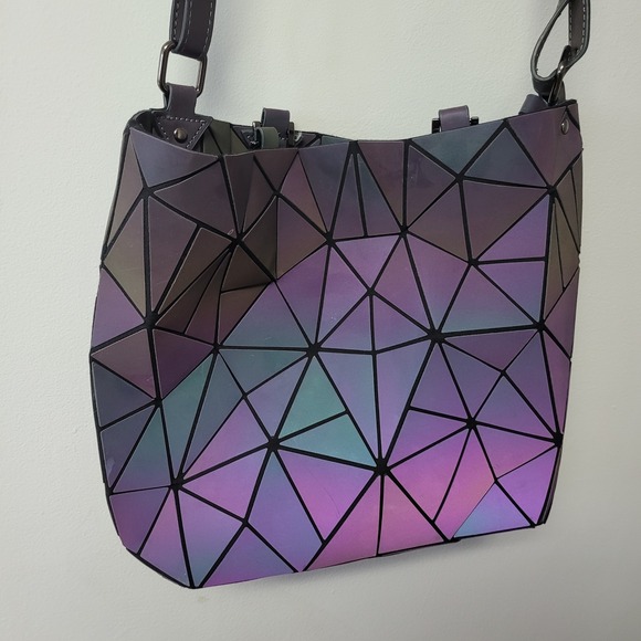 HOTONE Iridescent Geometric Prism Handbag Purse Wallet Set